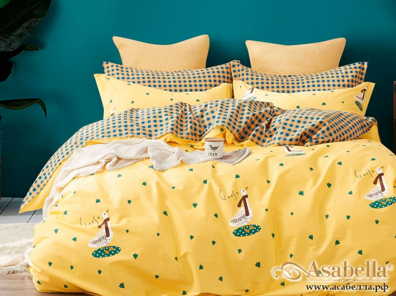 картинка комплект постельного белья 1,5-спальный, печатный сатин 1276-4s от магазина asabella в Москве