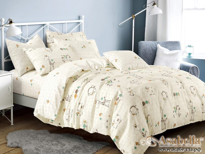 картинка комплект постельного белья 1,5-спальный, печатный сатин 474-4xs от магазина asabella в Москве