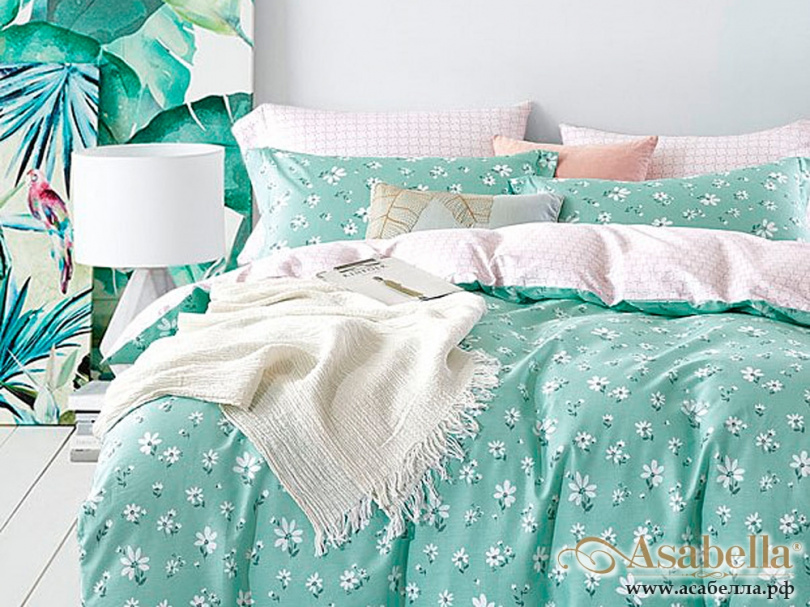 картинка комплект постельного белья 1,5-спальный, печатный сатин 559-4s от магазина asabella в Москве