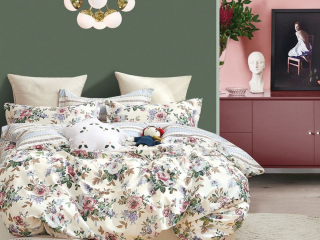 картинка комплект постельного белья 1,5-спальный, печатный сатин 1732-4s от магазина asabella в Москве
