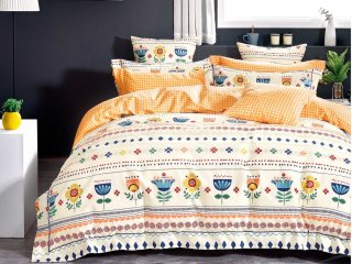 картинка комплект постельного белья 1,5-спальный, печатный сатин 1473-4xs от магазина asabella в Москве