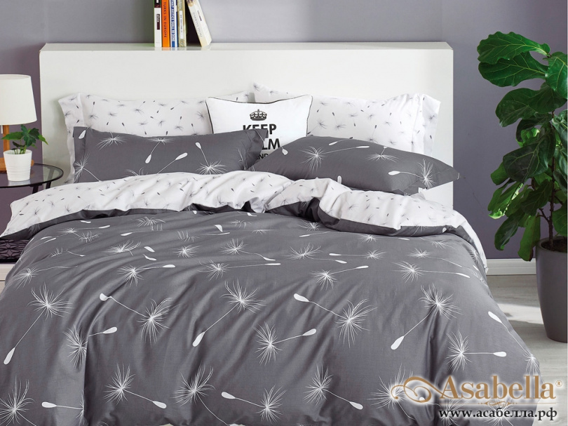 картинка комплект постельного белья 1,5-спальный, печатный сатин 500-4s от магазина asabella в Москве