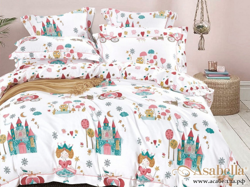 картинка комплект постельного белья 1,5-спальный, печатный сатин 1094-4s от магазина asabella в Москве