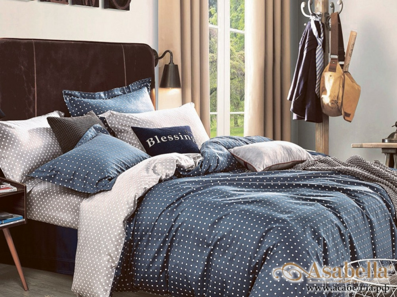 картинка комплект постельного белья 1,5-спальный, печатный сатин 1023-4s от магазина asabella в Москве