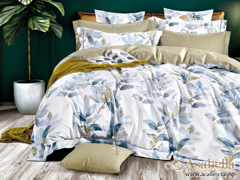 картинка комплект постельного белья 1,5-спальный, печатный сатин 1400-4s от магазина asabella в Москве
