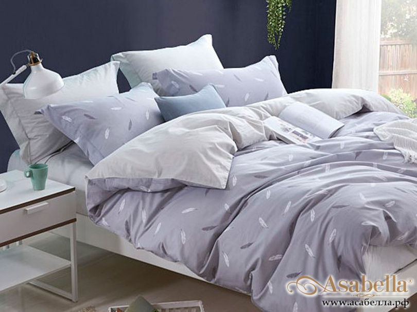 картинка комплект постельного белья 1,5-спальный, печатный сатин 1012-4s от магазина asabella в Москве