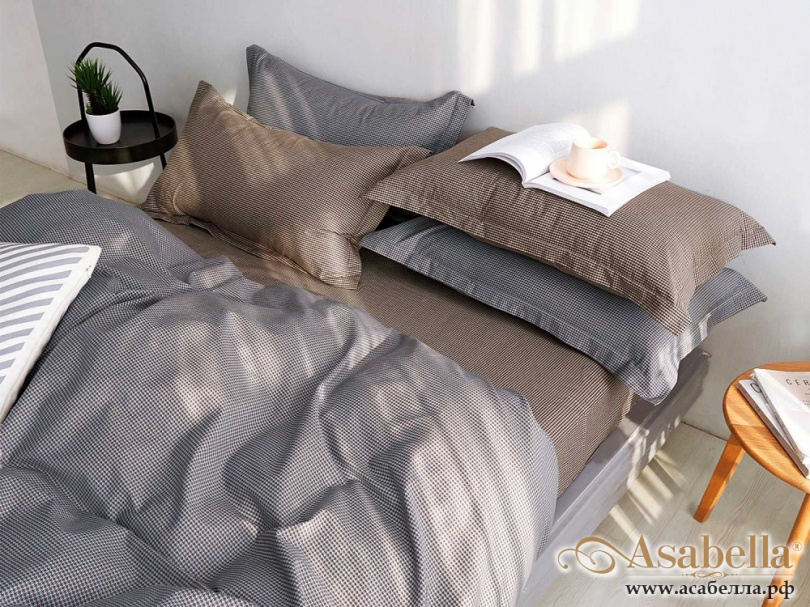 картинка комплект постельного белья 1,5-спальный, печатный сатин 1231-4s от магазина asabella в Москве
