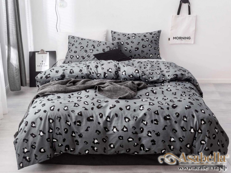 картинка комплект постельного белья 1,5-спальный, печатный сатин 1352-4s от магазина asabella в Москве