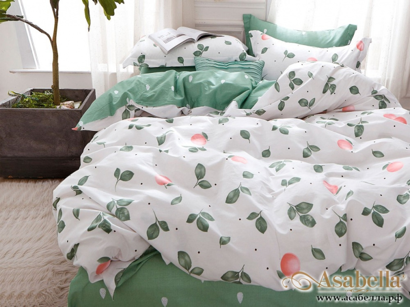 картинка комплект постельного белья 1,5-спальный, печатный сатин 1232-4xs от магазина asabella в Москве