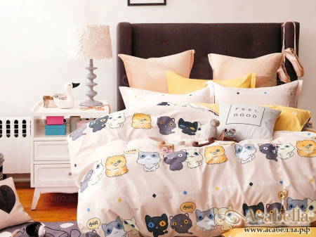 картинка комплект постельного белья 1,5-спальный, печатный сатин 1226-4s от магазина asabella в Москве