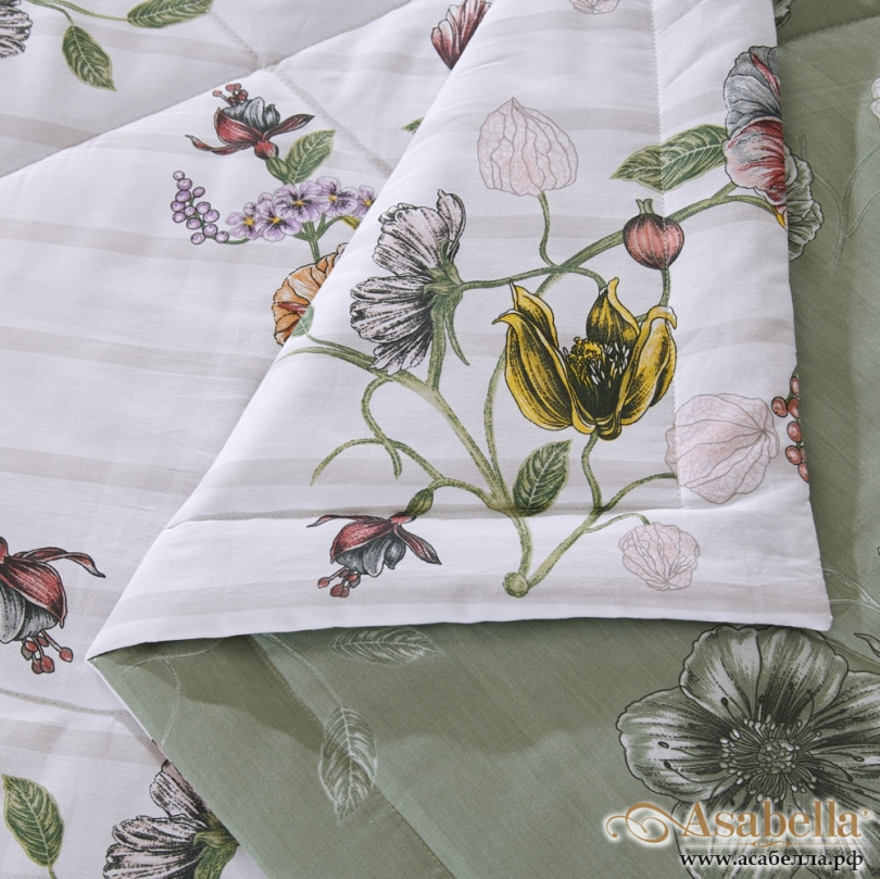 картинка одеяло летнее двустороннее оливковое asabella 338-os, размер 160*220 см. от магазина asabella в Москве