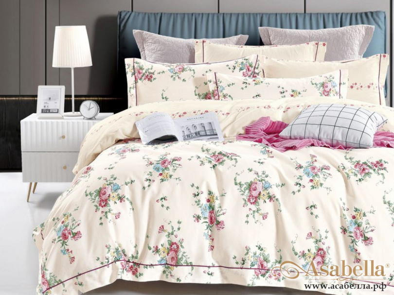 картинка комплект постельного белья 1,5-спальный, печатный сатин 1771-4s от магазина asabella в Москве