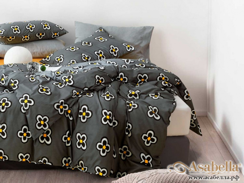 картинка комплект постельного белья 1,5-спальный, печатный сатин 1354-4s от магазина asabella в Москве