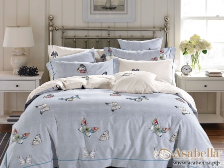 картинка комплект постельного белья 1,5-спальный, печатный сатин 513-4s от магазина asabella в Москве
