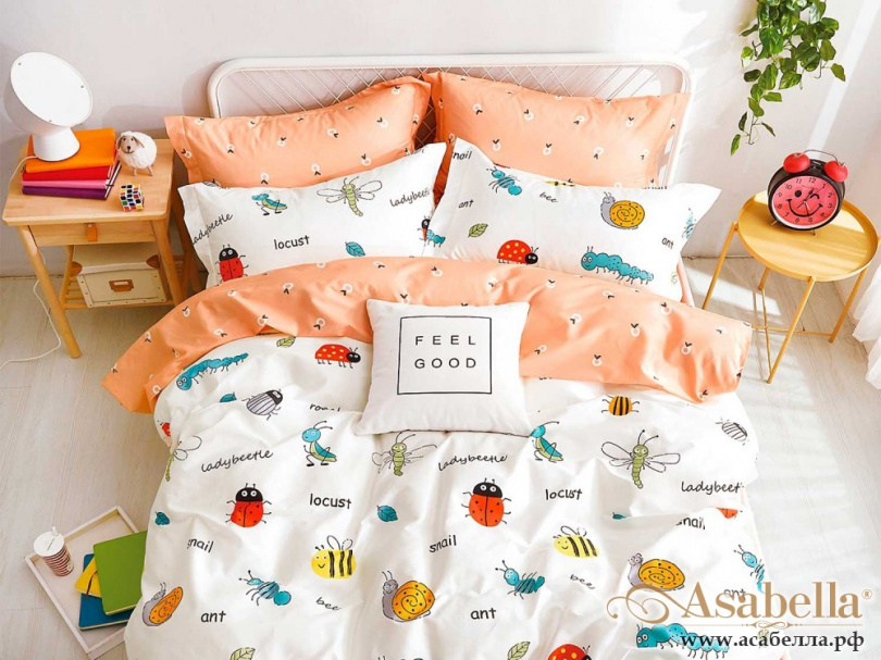 картинка комплект постельного белья 1,5-спальный, печатный сатин 1224-4xs от магазина asabella в Москве