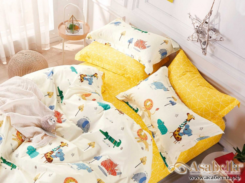 картинка комплект постельного белья 1,5-спальный, печатный сатин 1228-4xs от магазина asabella в Москве