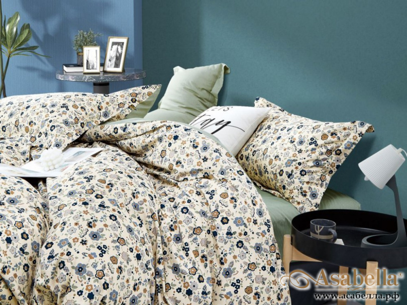 картинка комплект постельного белья 1,5-спальный, печатный сатин 1917-4s от магазина asabella в Москве