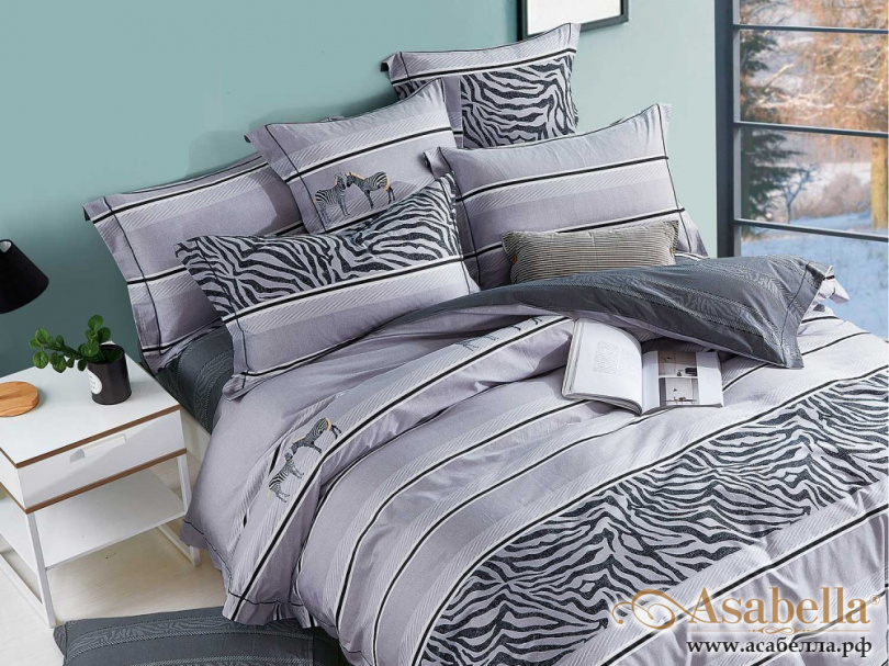 картинка комплект постельного белья 1,5-спальный, печатный сатин 1460-4s от магазина asabella в Москве