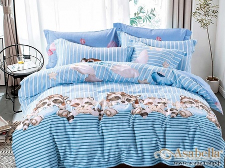 картинка комплект постельного белья 1,5-спальный, печатный сатин 1234-4xs от магазина asabella в Москве