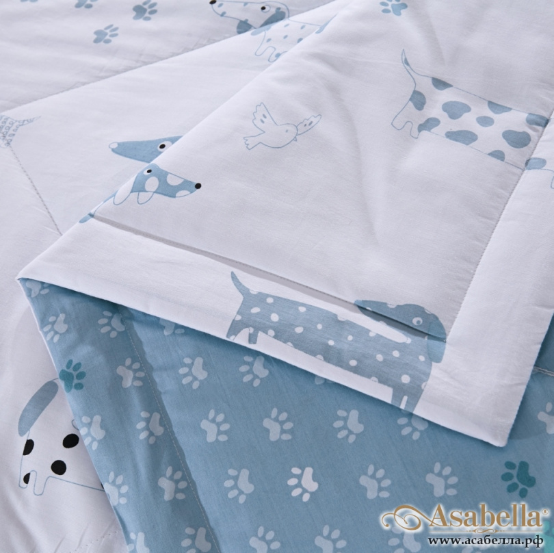 картинка одеяло летнее двустороннее собачки asabella 101-om, размер 200*220 см. от магазина asabella в Москве