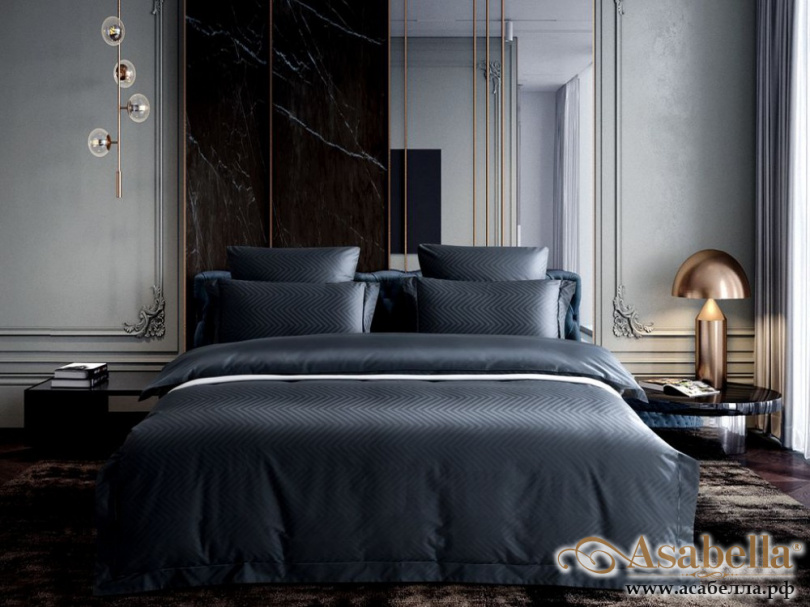 картинка комплект постельного белья 1,5-спальный, хлопковый жаккард 1515-4s от магазина asabella в Москве