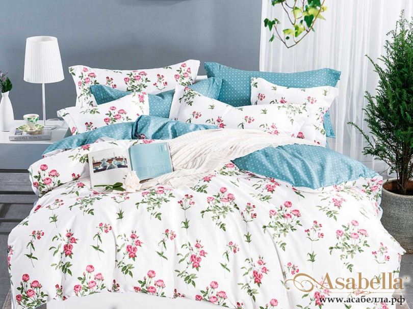 картинка комплект постельного белья 1,5-спальный, печатный сатин 1235-4s от магазина asabella в Москве