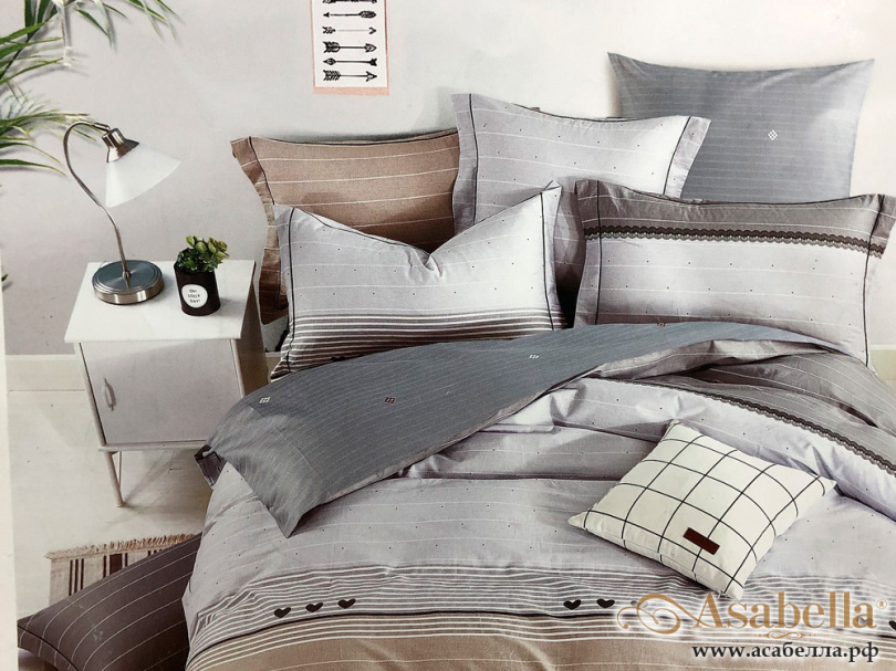 картинка комплект постельного белья 1,5-спальный, печатный сатин 1463-4s от магазина asabella в Москве