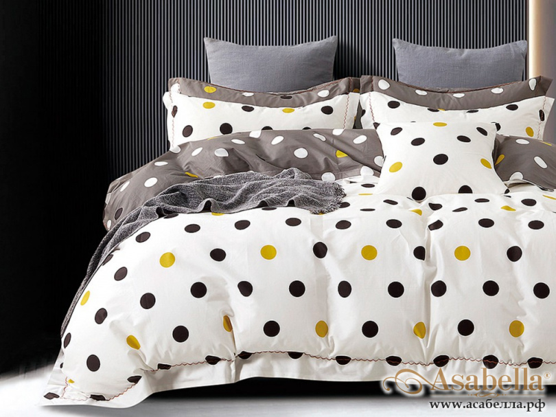 картинка комплект постельного белья 1,5-спальный, печатный сатин 1469-4xs от магазина asabella в Москве