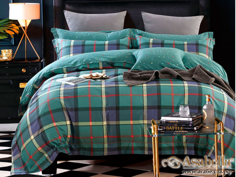 картинка комплект постельного белья 1,5-спальный, печатный сатин 1402-4s от магазина asabella в Москве