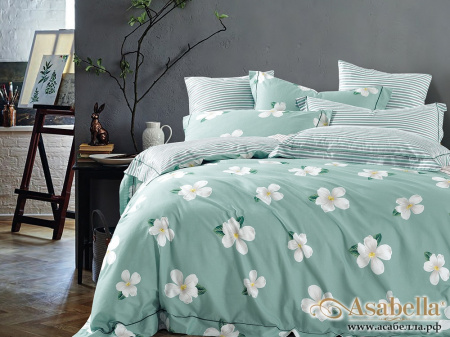 картинка комплект постельного белья 1,5-спальный, печатный сатин 514-4s от магазина asabella в Москве