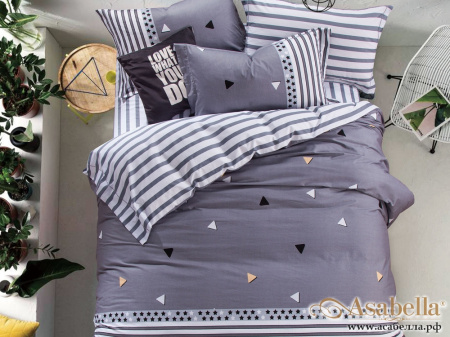 картинка комплект постельного белья 1,5-спальный, печатный сатин 408-4s от магазина asabella в Москве