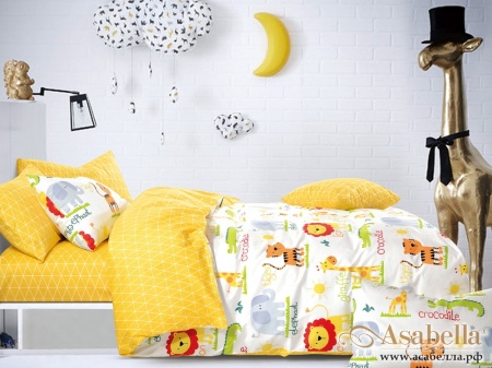 картинка комплект постельного белья 1,5-спальный, печатный сатин 542-4xs от магазина asabella в Москве