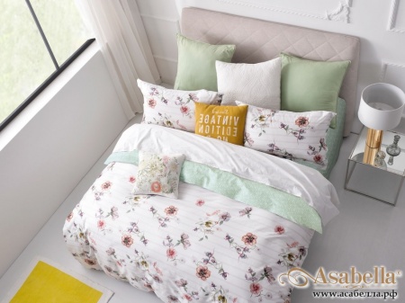 картинка комплект постельного белья 1,5-спальный, печатный сатин 1264-4s от магазина asabella в Москве