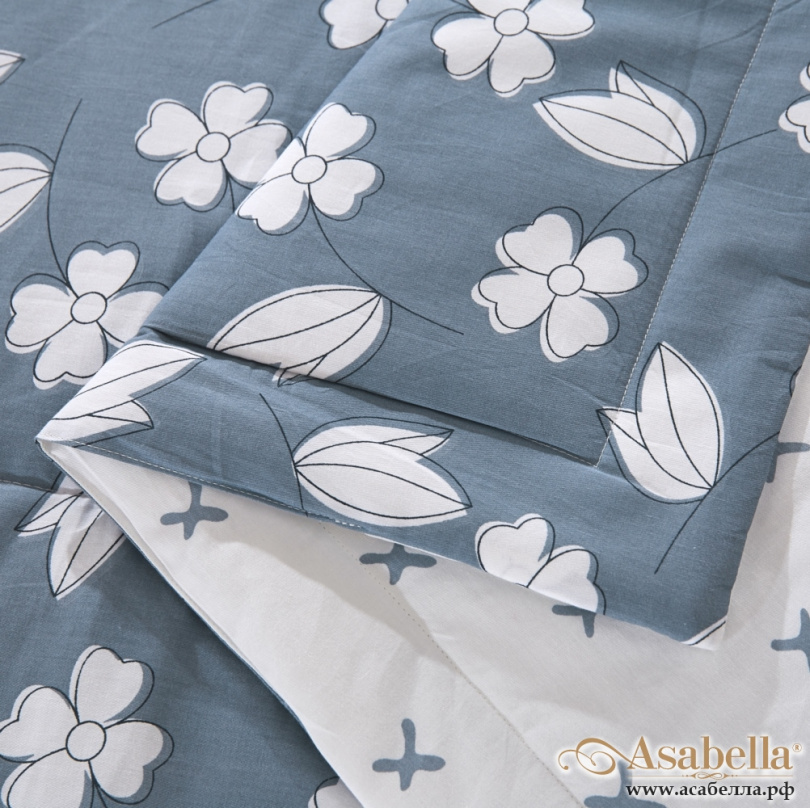 картинка одеяло летнее двустороннее синее asabella 419-om, размер 200*220 см. от магазина asabella в Москве