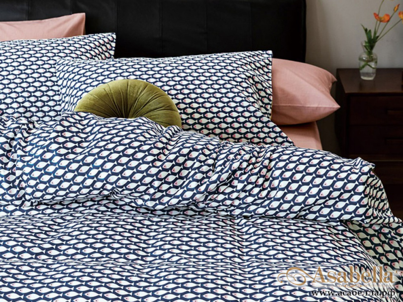 картинка комплект постельного белья 1,5-спальный, печатный сатин 1614-4s от магазина asabella в Москве